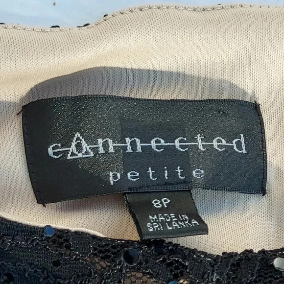 Connected Petite Evening/ Cocktail Dress with Lace on Shoulder In Black Size 8P - Picture 10 of 10